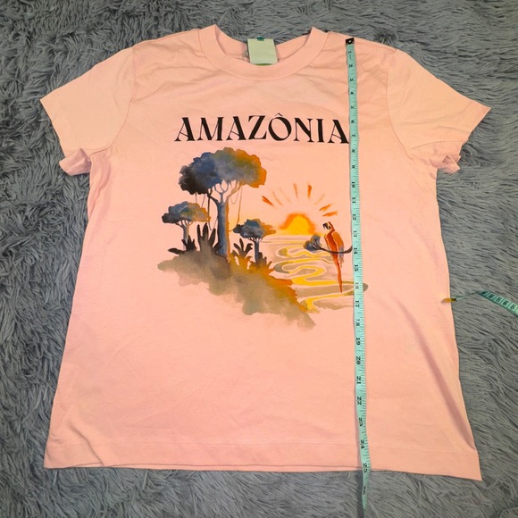 FARM Rio "AMAZONIA" Pink Graphic T-Shirt Womens Medium Organic Cotton Casual Tee - Picture 5 of 9